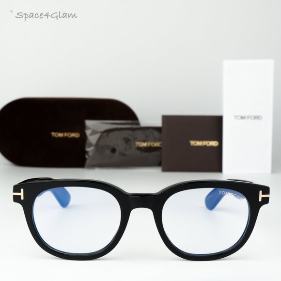 Tom Ford Women Eyeglasses Black Blue Light Block Round FT5807-B/O 001 BRAND NEW main image 9